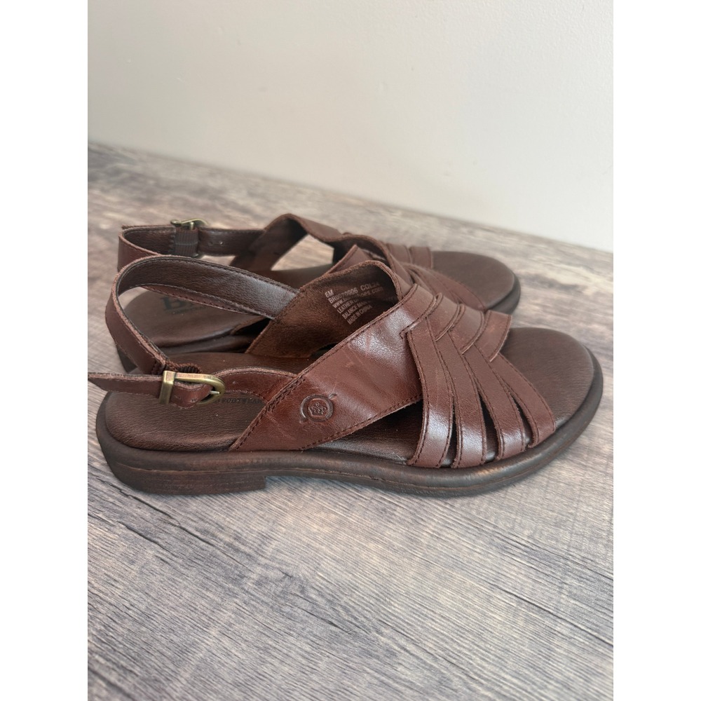 Born Brown Leather Strappy Slingback Sandals Womens 6M BR0070906 CQL24